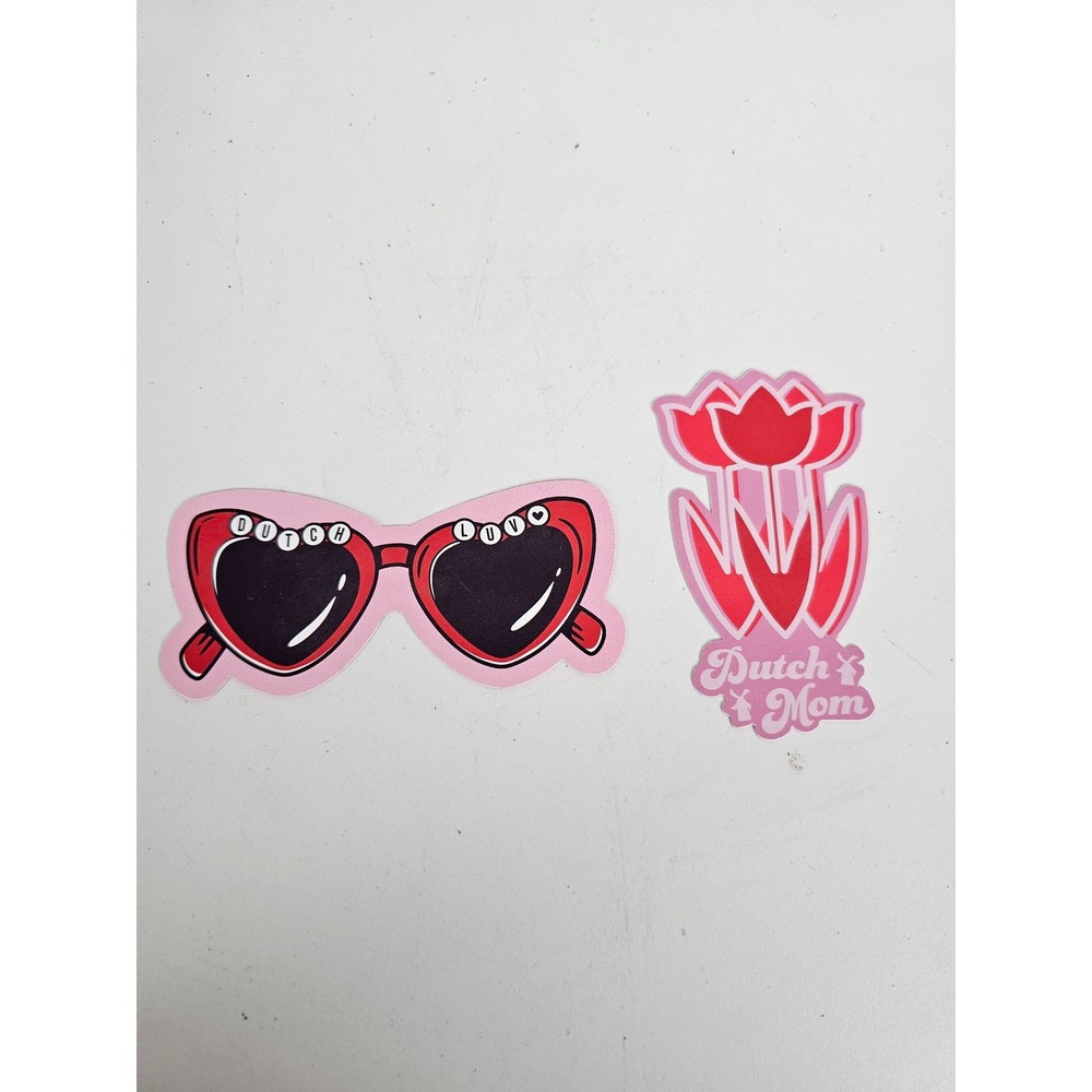 Dutch Bros Coffee Sticker Dutch Mom Tulip and Dutch Luv‎ Heart Sunglasses
